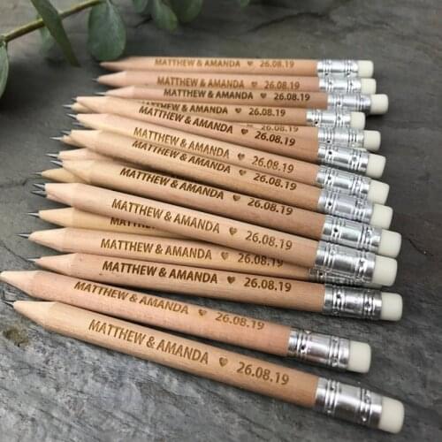 Wedding Gift Save the Date Wooden Pencil Use In Wedding Invitations Personalised Birthday Gift Engraved Handmade Wood Ball Pen