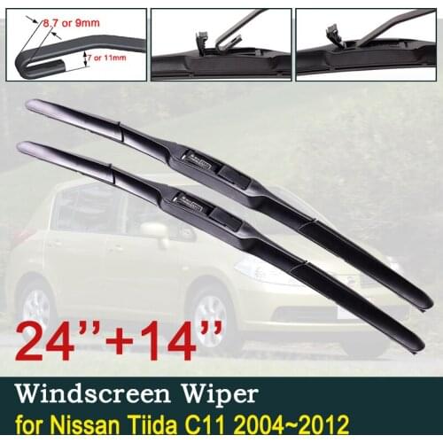 For Nissan Tiida C11 2004~2012 Latio Versa Car Wiper Blade Front Windscreen Wipers Car Accessories Stickers 2005 2006 2007 2008