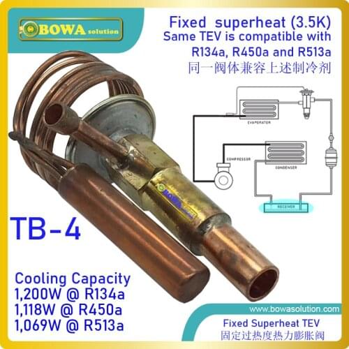 1.2KW R134a fixed superheat TEV is installed in ice cream makers, milk cooling units, laser water chillers in high ambient temp