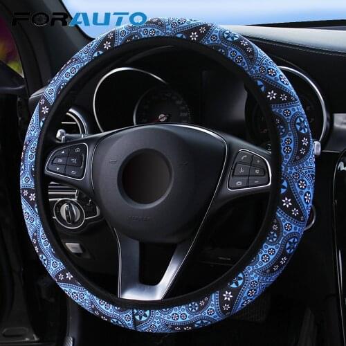 FORAUTO Car Steering Wheel Cover Bohemia Style Car-styling Floral Print 37-38CM Diameter Interior Accessories Auto Decoration