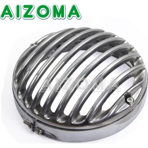 Chrome Motorcycle 5.75" Headlight Universal 5 3/4 Aluminum Headlamp Grill Guard Cover For Harley Touring Roadking Trike XL883