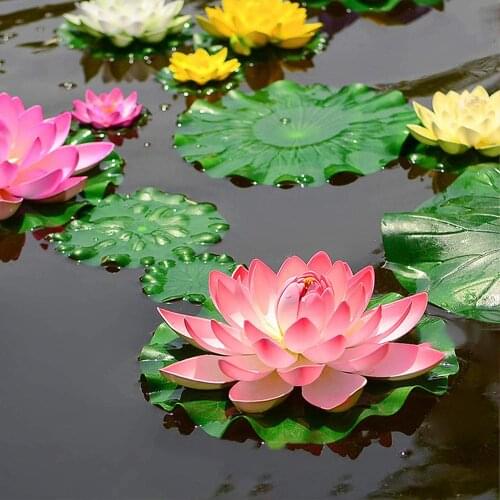 Artificial Lotus Leaves Flowers Water Ponds Lotus Leaf Fake Lily Floating Pool Home Garden Plants Wedding Decoration