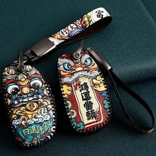 Leather Car Key Cover key Case For Hyundai i30 Ix35 KONA Encino Solaris Azera Grandeur Ig Accent Santa Fe 2017 2018 2019