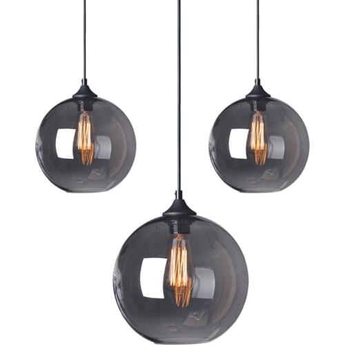 Nordic creative LED simple retro restaurant stairs cafe bar modern industrial dark colorful round single head glass chandelier