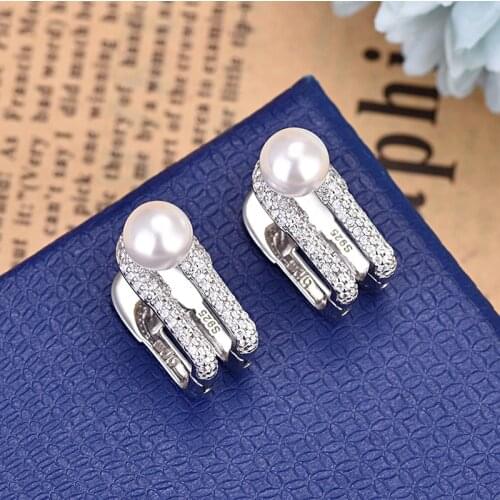 Fashion Geometric Square Zircon Pearl Earrings Simple Fashion Party Statement Earring Jewelry Brinco Gift Zk30