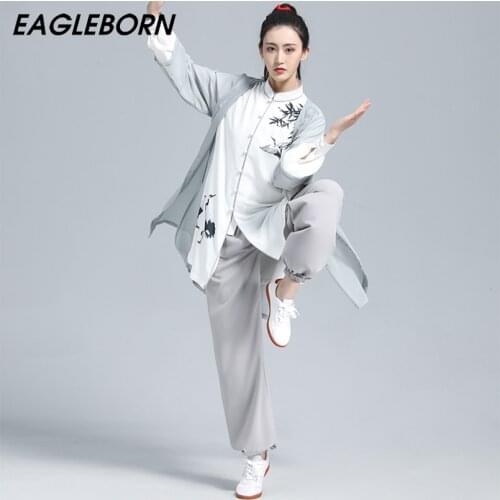 New Traditional Chinese Clothing for Women Tai Chi Set Kung Fu Uniform Tai Chi Martial Arts Men Design Tai Chi Suit Bamboo Crane