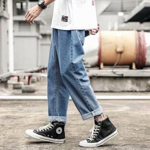 New 2020 teenagers Denim Korean loose versatile mens trousers denim jeans slim straight mens jeans trousers