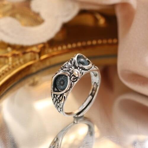 Charm Vintage Cute Men and Women Simple Design Owl Ring Silver Color Engagement Wedding Rings Jewelry Gifts