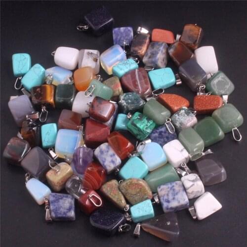 Wholesale 50pcs/lot Natural stone Mixed Irregular shape pendants hot selling trendy Assorted charms jewelry Free shipping