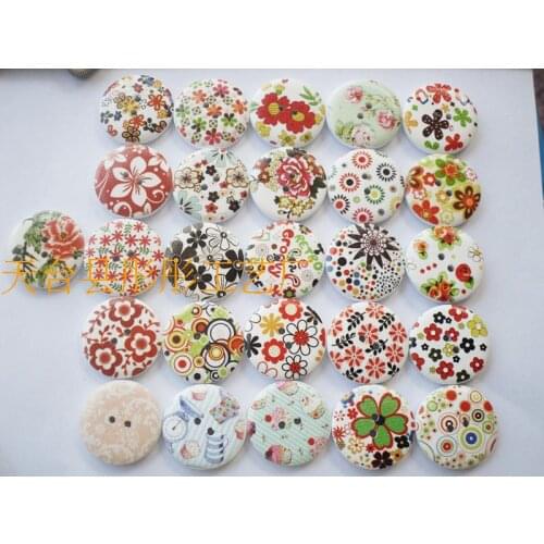 Wholesale 60Pcs Mixed 2 Holes Wood Sewing Buttons Scrapbooking 25mm