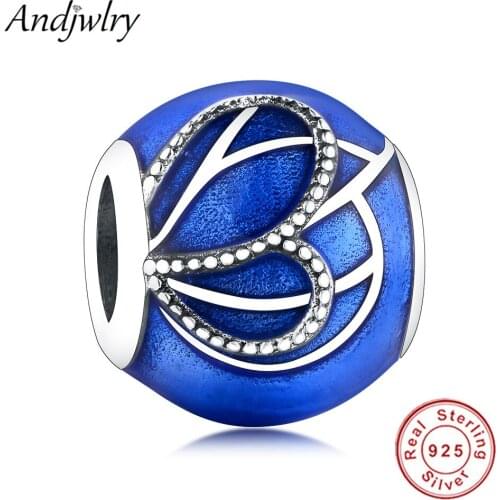 Fit Original Pandora Charms Bracelets 925 Sterling Silver Blue Butterfly Wing Charm DIY Jewelry Women Berloque