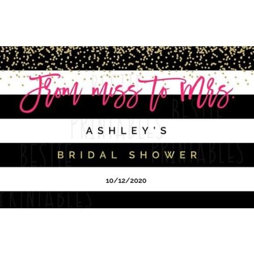 Custom Black Gold Striped Sequin Bridal Shower background High quality Computer print wedding backdrop
