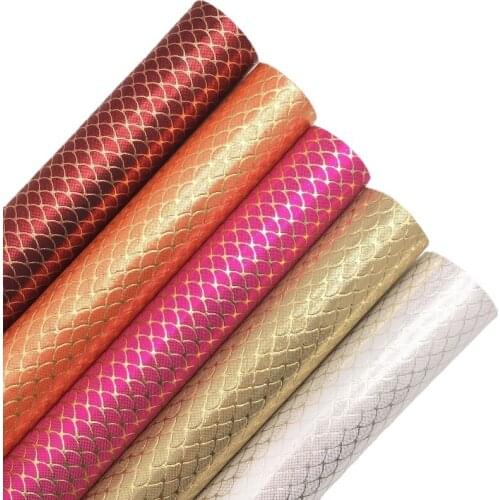 Mermaid Fish Scales Metallic Synthetic Faux Leather Fabric Sheets Felt Backing Iridescent Leather For DIY Bows 21X29CM 6S61