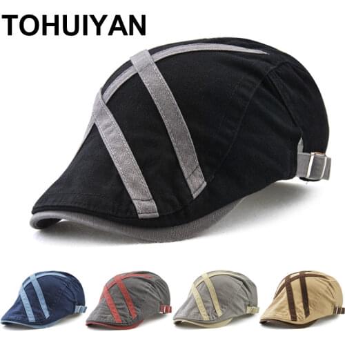 TOHUIYAN British Gentleman Golf Hat Men Casual Cotton Newsboy Cap Duckbill Visor Cabbie Hats Boina Gorras Flat Caps For Women