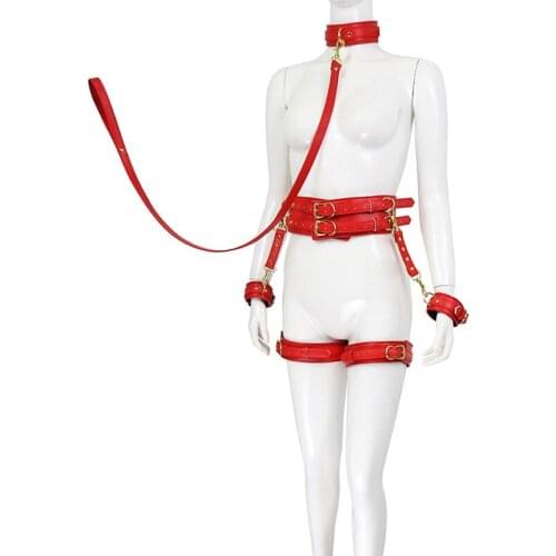 Products for Adults , Sex Toys Leather Bdsm Sex Bondage Set Handcuffs Collar SM Props Sex Shop Exotic Accessories Sex Games
