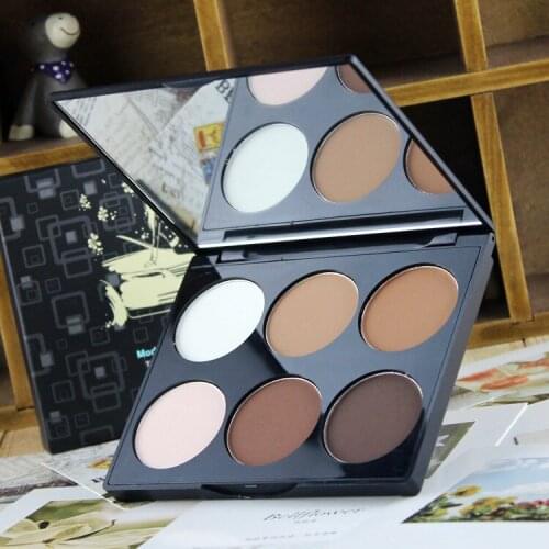 Three-dimensional brightening six-color repair powder cake waterproof highlight shadow combination repair powder nasal shadow