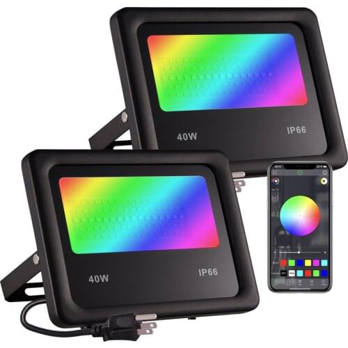 40w 20w Smart Bluetooth RGB Floodlights Outdoor Waterproof APP Control LED Flood Light for Party Garden Landscape Spotlight Lamp