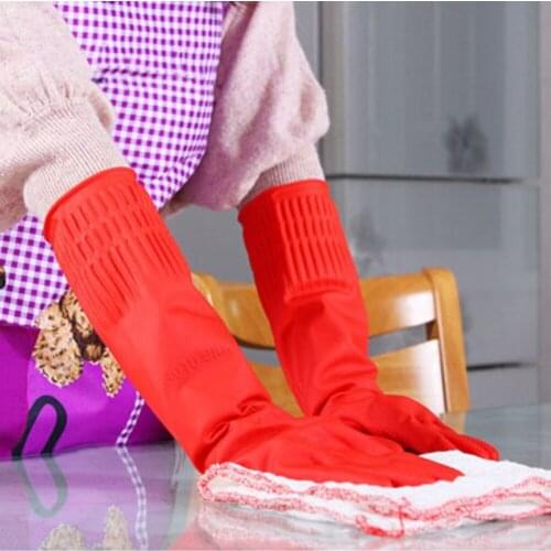 High Quality Kitchen Wash Dishes Protect Hands Gloves Long Sleeve Waterproof Rubber Latex Gloves Cleaning Tool