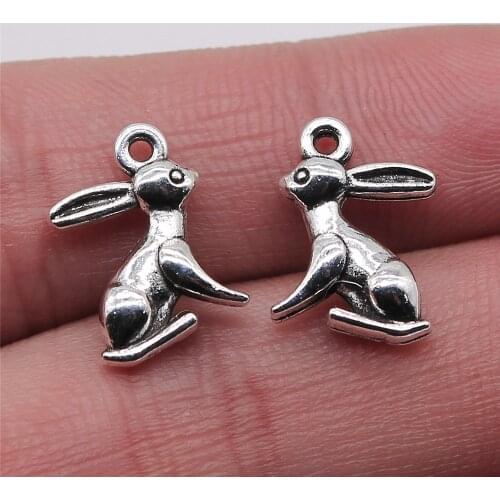 WYSIWYG 10pcs Jewelry Making Diy Handmade Craft Charms Antique Silver Color 10x15mm Rabbit Pendant