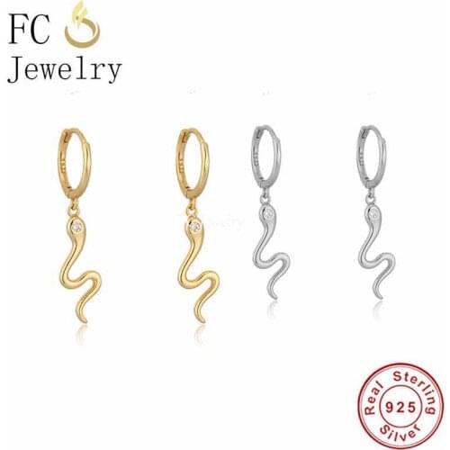Pure 925 Sterling Silver 18k Gold Punk Rock Little Crawl Snake Piercing Hoop Earring For Women Boucle D'oreilles Pendientes 2021