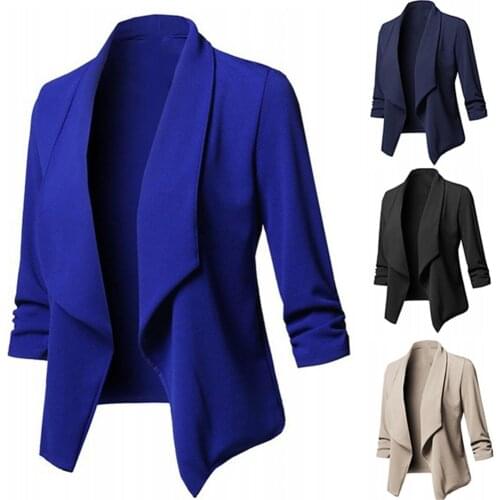 Blazer women Plus Size Long Sleeve Lapel Jacket Suit Casual Solid Color Slim Short Blazer Office jackets suits for women