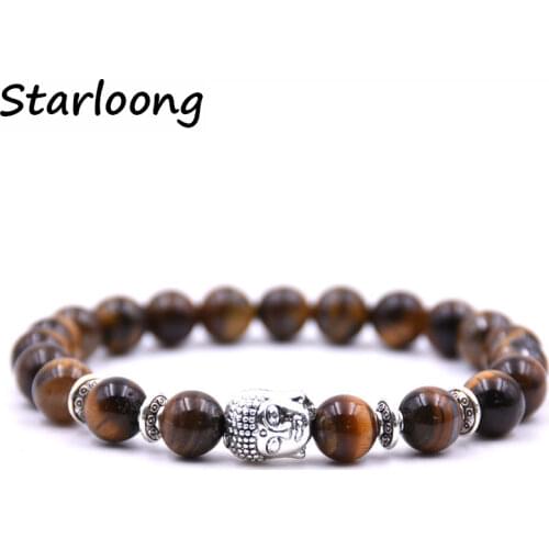 New fashion women buddha head lava volcanic stone bead bracelet handmade classic stone beaded bracelet for men jewelry gift