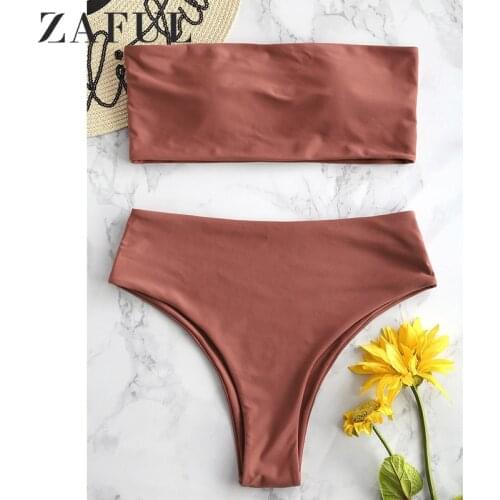 ZAFUL Boho Style Leaf Prints Summer Women Bikini Set Strapless Padded Casual Bathing Suit Female Beach Bikinis 2019 Mujer