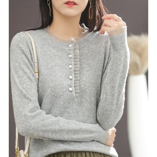 Autumn Winter Woman sweater Chic Casual Round Collar Long Sleeve Female Pullover 100% Wool Knitted Tops Fit Shirt Clothes Jumper