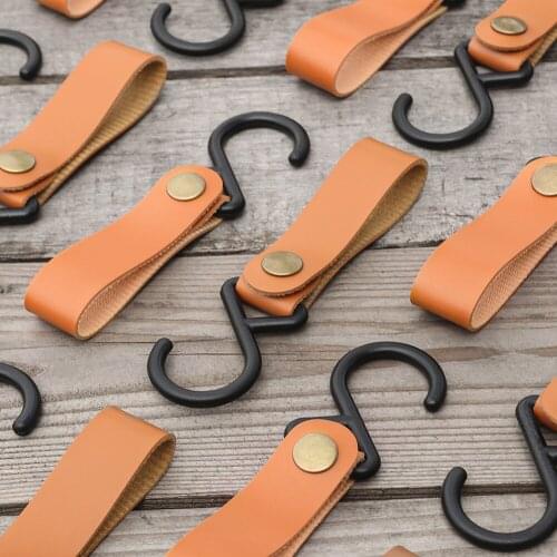 1/2/4pcs Outdoor Hook Portable PU Leather Plastic S Shaped Hook Camping Clothline Hanging Tool Tent Accessories