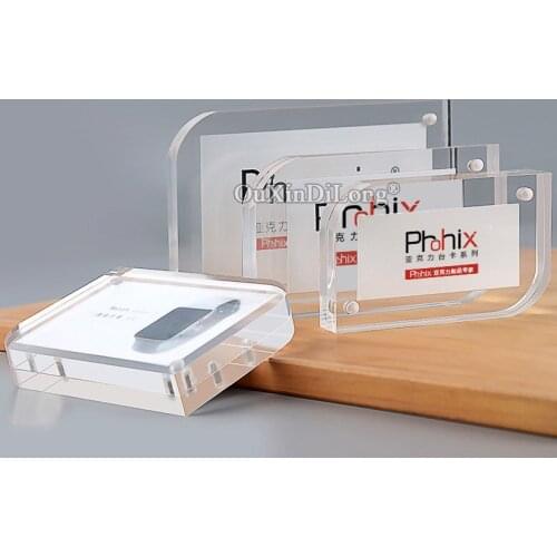 1PCS Diagonally Transparent Acrylic Mobile Phone Price Stand Magnetic Photo Picture Label Frame Table Card Display Stand GF536