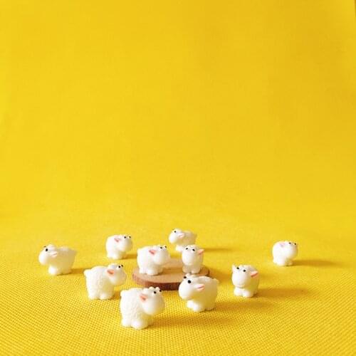 10 Pcs/miniatures animals/white sheep/cute/fairy garden/doll house/terrarium/gnome/figurine/home decor/diy supplies