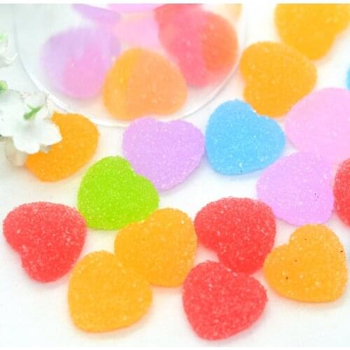 15mm mixed color Fake Soft Heart Gummy Candy|Dollhouse Home Party Decoration Candy cabochons|Fake Candy Embellishment Miniatures