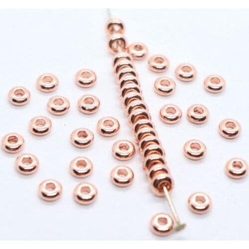 160pcs Alloy Rose Gold Oblate Charm Loose Spacer Beads For DIY Bracelets Jewelry Findings 2x4.5mm