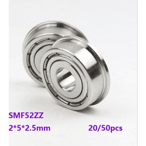 20pcs/50pcs Stainless steel bearings SMF52ZZ 2x5x2.5mm Mini Flange Bearings 2*5*2.5mm Miniature Deep groove Ball Bearing