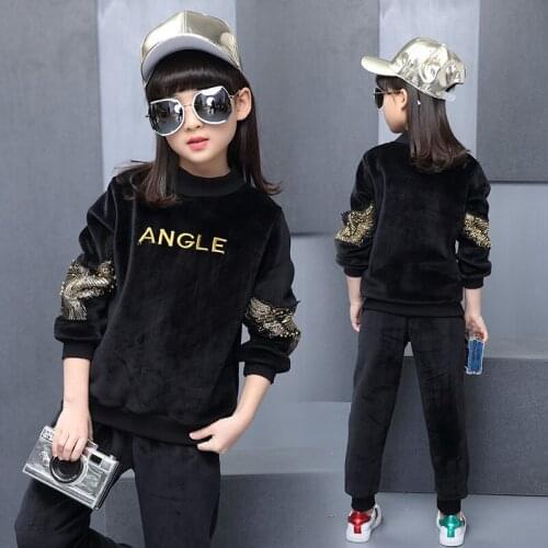 2020 Fashion Spring Autumn Girls Clothes Set Long Sleeve Letters Embroidered 2Pcs Black Halloween Girl Costume детские костюмы