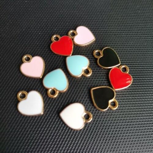 30pcs/lot 10x12 mm enamel love heart charm for jewelry making cute earring pendant bracelet necklace charms diy design charms
