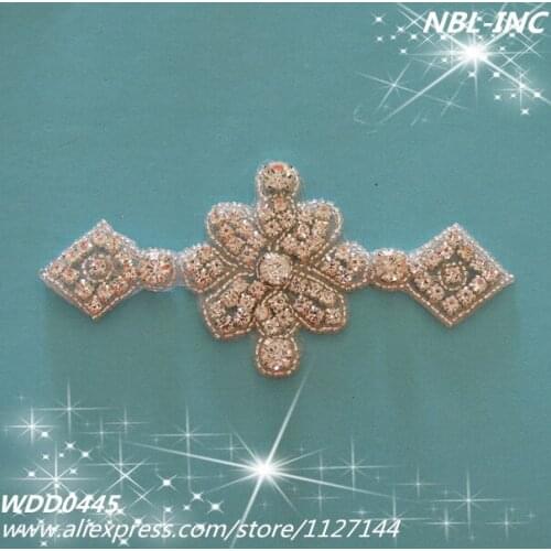 30PCS ) Wholesale hand beaded sewing silver rhinestone applique patch iron on for dress hair accessory WDD0445
