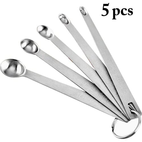 5PCS Stainless Steel Measuring Spoon Set Mini 5 In 1 Stainless Steel Ingredient Spoon Baking Spoon Scale Measuring Spoon