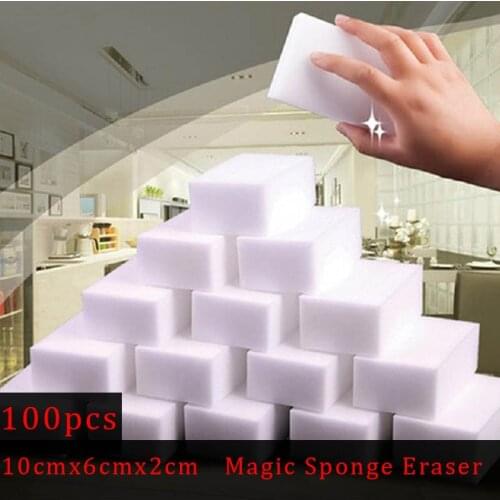 50pcs 100pcs 100*60*20mm White omnipotent Sponge Magic Sponge Eraser For Kitchen Bathroom clean Tool Dish Cleaning Accessory