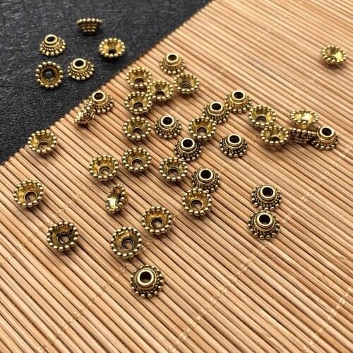 50PCS 7x7MM,Height:3MM Antique Style Zinc Alloy Bead Caps Diy Bracelet Necklace Anklet Jewelry Findings Accessories Wholesale