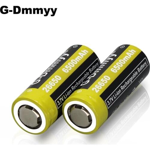 26650 battery 6500mAh Lithium Li-ion Battery 3.7V 6500mAh 26650 Rechargeable Battery 26650 Suitable for Flashlight