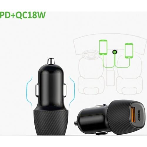 Mobile Phone Accessories Quick Charge Carbon Fiber USB A / C / PD Car Charger Adaptador For Iphone 12 Pro Max 11 Mini Xiaomi