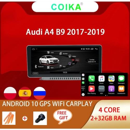 10.25" Android 10 System Carplay Car Stereo Radioi For Audi A4 B9 A5 2017-2019 WIFI Google 2+32GB RAM GPS Navi Multimedia Player