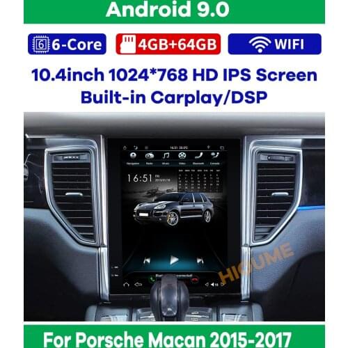 10.4'' 6-Core Android 9.0 Verticial Screen Car Radio Navigation for Porsche Macan 2015 2016 2017 GPS Multimedia Player Carplay