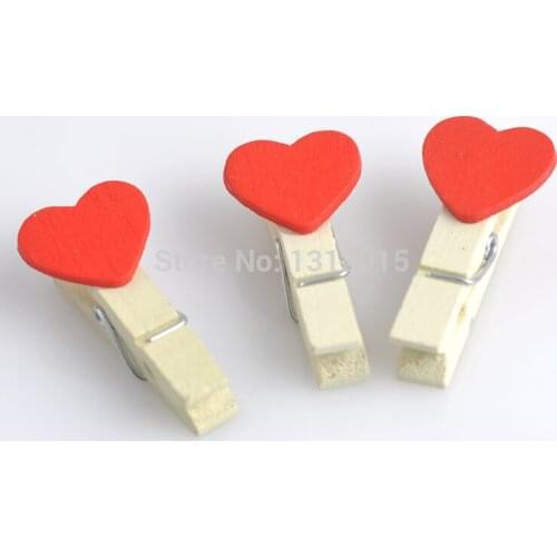 Red Heart love Wooden Decorative Clothespin Craft Clips For Hamemake Diy 30pcs 38x9mm 141229-8