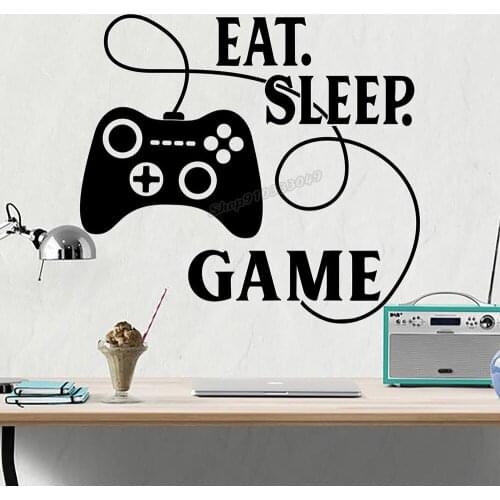 Eat Sleep Game Wall Decal game room decor gamer Wall sticker playroom wall Decor teen boy room decor gamer joystick decal B099