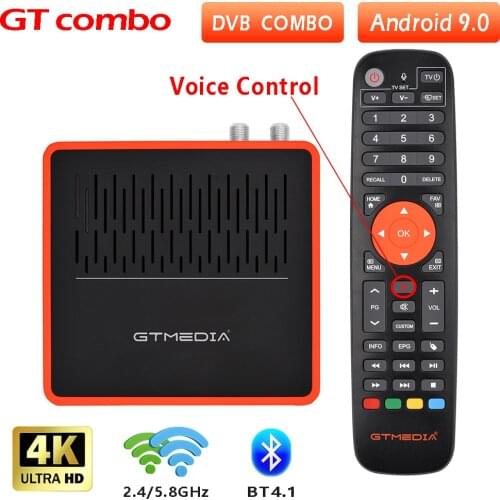 GT COMBO GTMEDIA Android 9.0 TV BOX DVB-S/S2/S2X T/T2/Cable/ISDBT Amlogic S905X3 2GBRAM +16GBROM 4K 2.4G/5G Wifi BT4.1 AVS+ HEVC