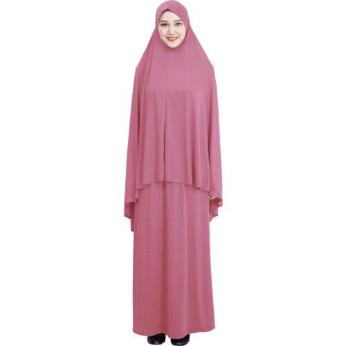 Jilbab Abaya Dubai Women Khimar Hooded Hijab Prayer Top + Skirt Muslim Islamic Clothing Ramadan Robe Womens Abayas Muslim Sets