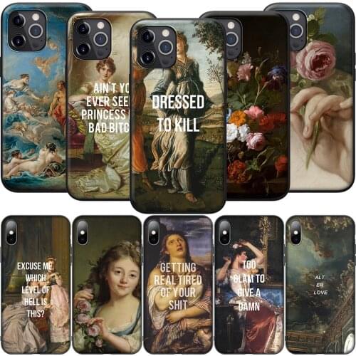 GX51 Classic Painting Flower Aesthetic Silicone Soft Case for iPhone 12 Mini 11 Pro XS Max XR X 8 7 6 6S Plus 5 5S SE 2020