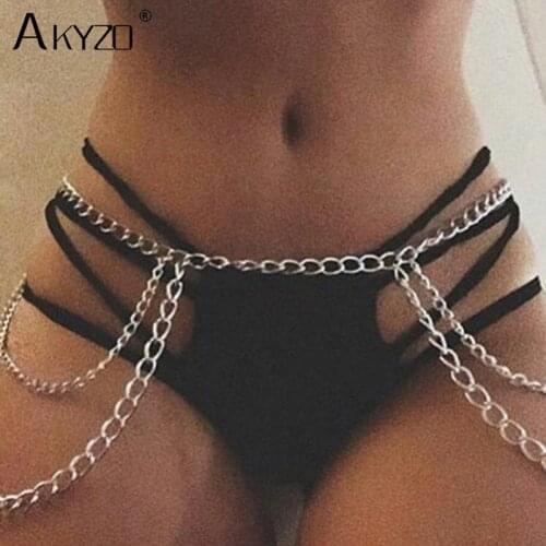 Summer Beach Sexy Metallic Thigh Leg Body Chain Jewelry Bikini Belly Body Waist Link Belt Accessories for Women and Girls a Gift